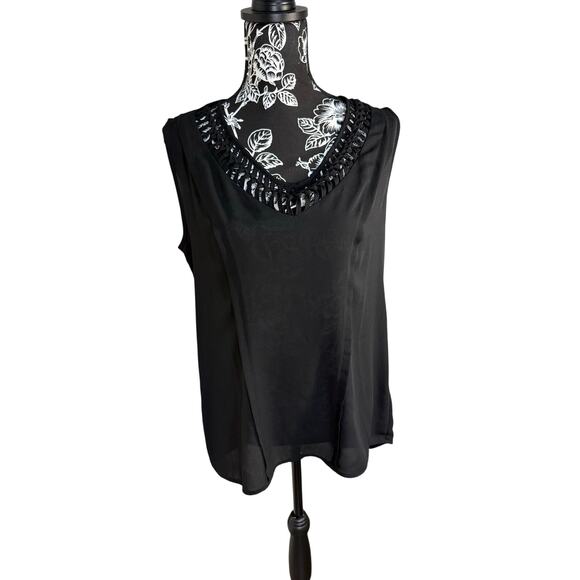 Maeve Tops - Anthropologie Maeve Sleeveless Blouse Top Black Cut Out Neck Size S
